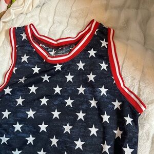 Dikotomy Womens S Patriotic Memorial Day July 4th Blue White Star Stripe Tank